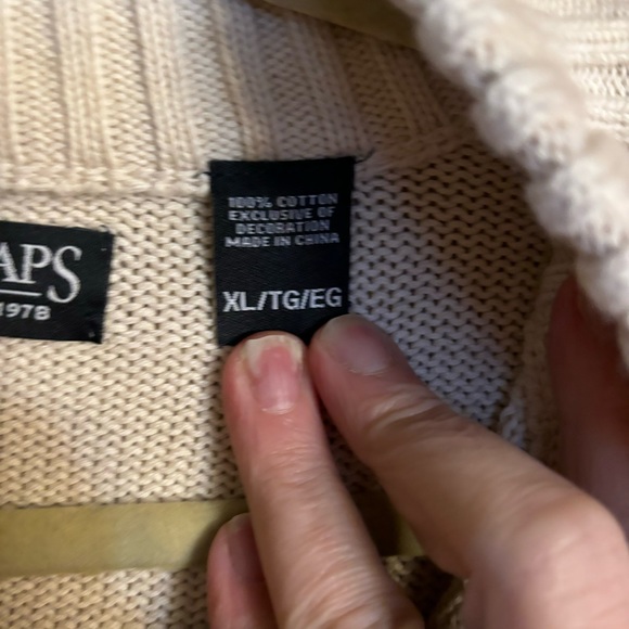 Chaps Men's XL Pullover Sweater 1/4 Button Mock Neck Cream Fair Isle BNWT - Picture 4 of 5